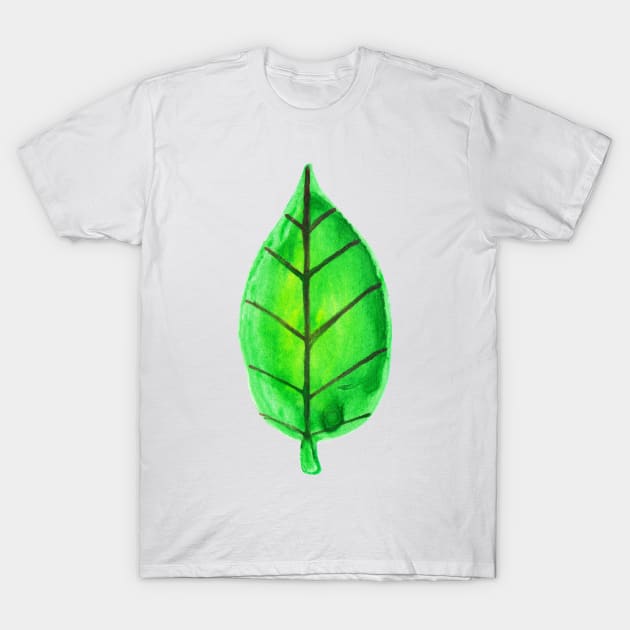 Green Leaf Watercolor T-Shirt by saradaboru